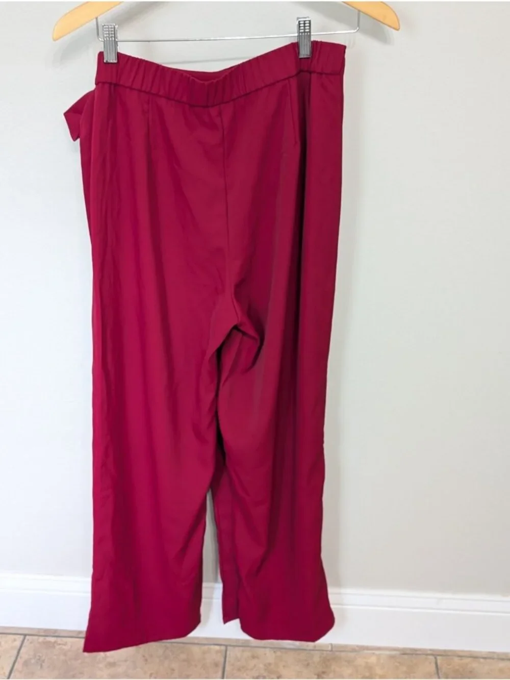 Halara Red Wide Leg Pants with Tie Skirt Overlay Size M Wrap Front Trouser